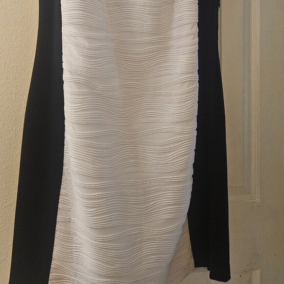 Calvin Klein black white Ruched sleeveless semi-formal Old Money MIDI dress 18 - Picture 11 of 11